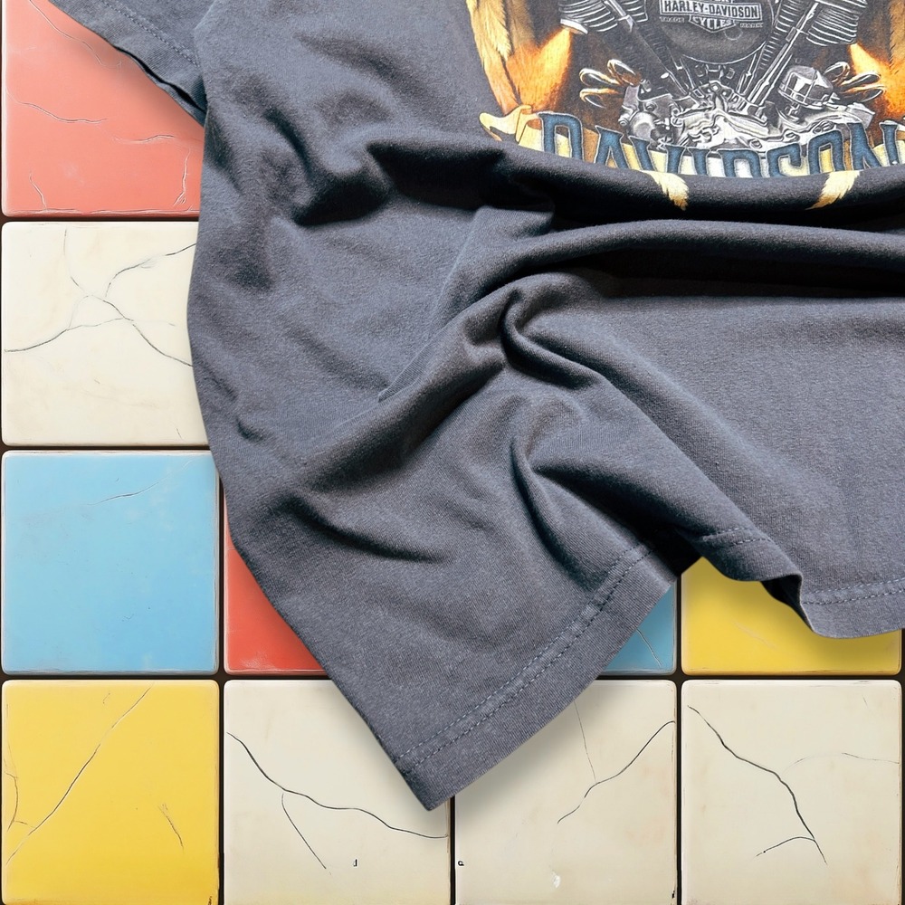 VTG Harley Davidson V-Twin Flame Shirt Y2K Men Gray 3XL‎ Eagle Biker Grunge Tee - Picture 14 of 14